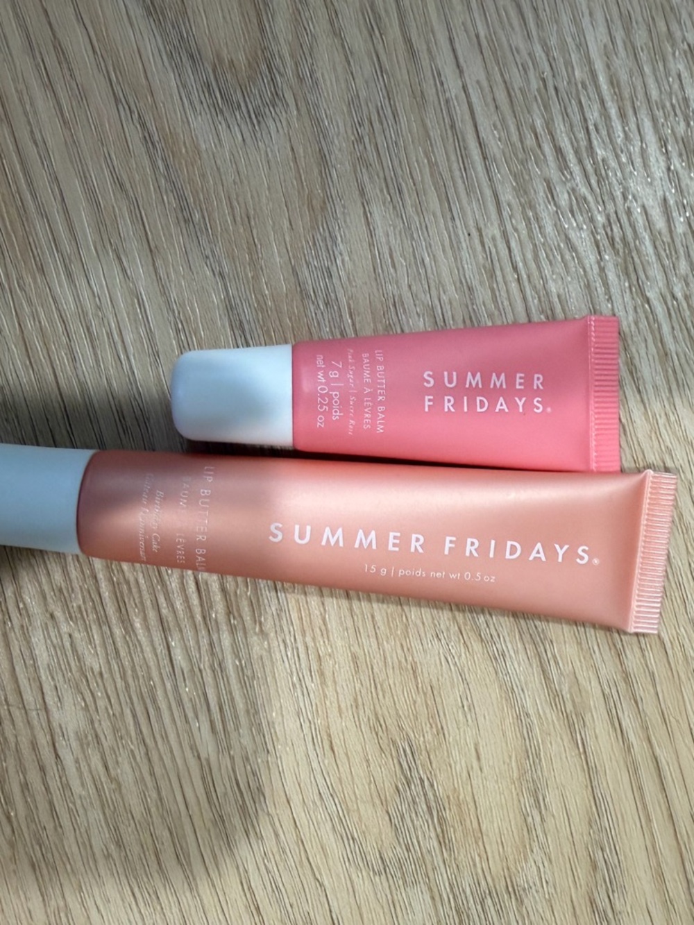 Summer Fridays Lip Butter Duo — Coral & Peach Tubes